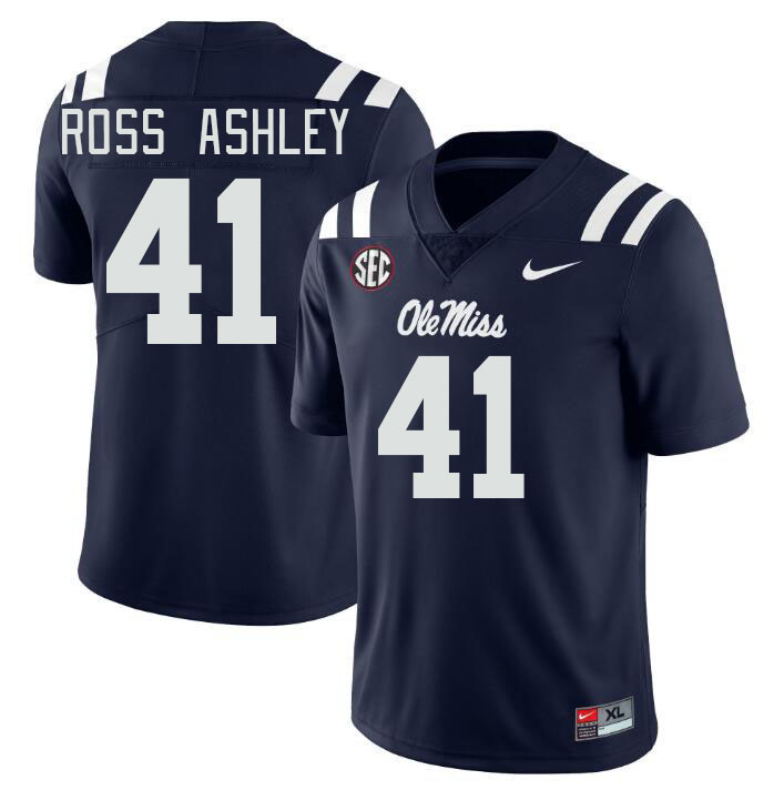 Men #41 John Ross Ashley Ole Miss Rebels College Football Jerseys Stitched Sale-Navy - Click Image to Close